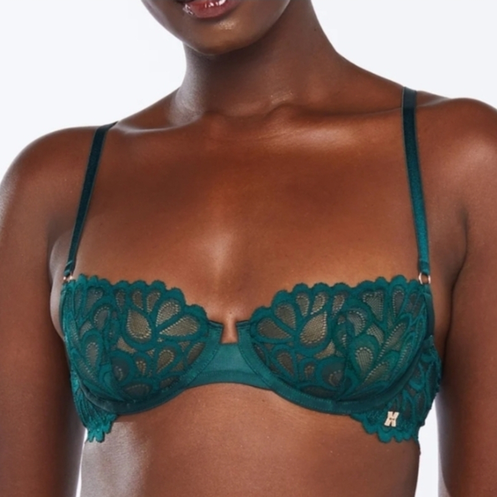 Savage X Fenty Teal Floral Lace Balconette Bra